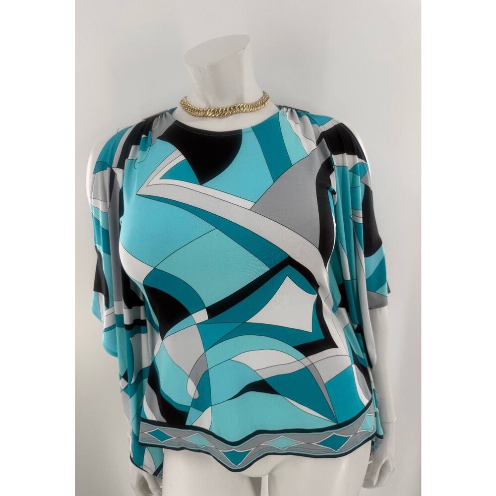 Michael Kors Blouse Top Womens Small Blue Stretch Cold Shoulder Round Neck - Picture 2 of 6